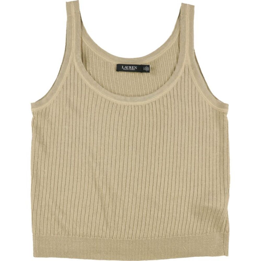 Ralph Lauren Womens Rib-Knit Linen-Blend Sweater Tank Top, NWT